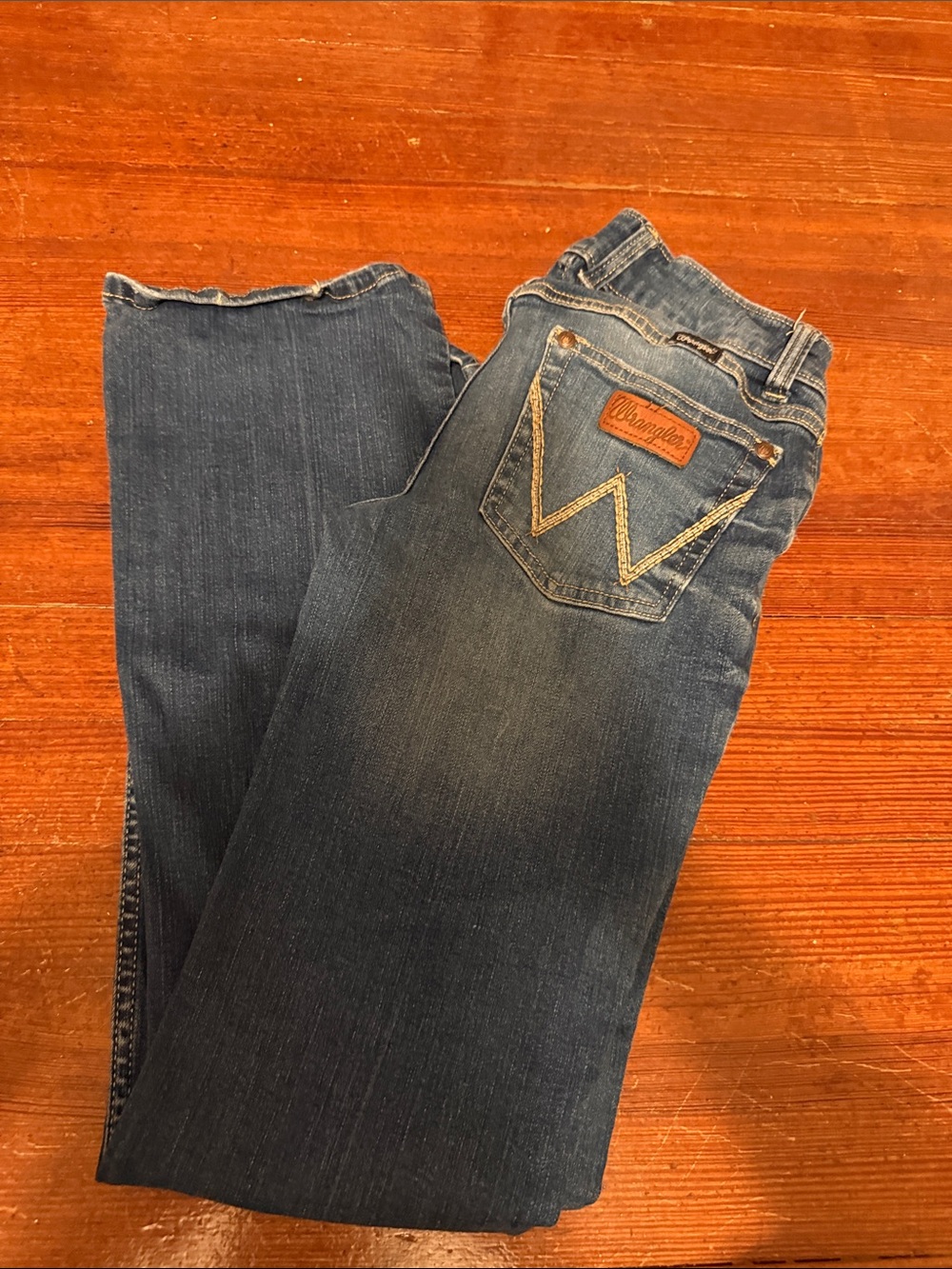 Wrangler Retro Mae Jeans Womens 3/4X34 Blue Washed Mid Rise Boot Riding Rodeo